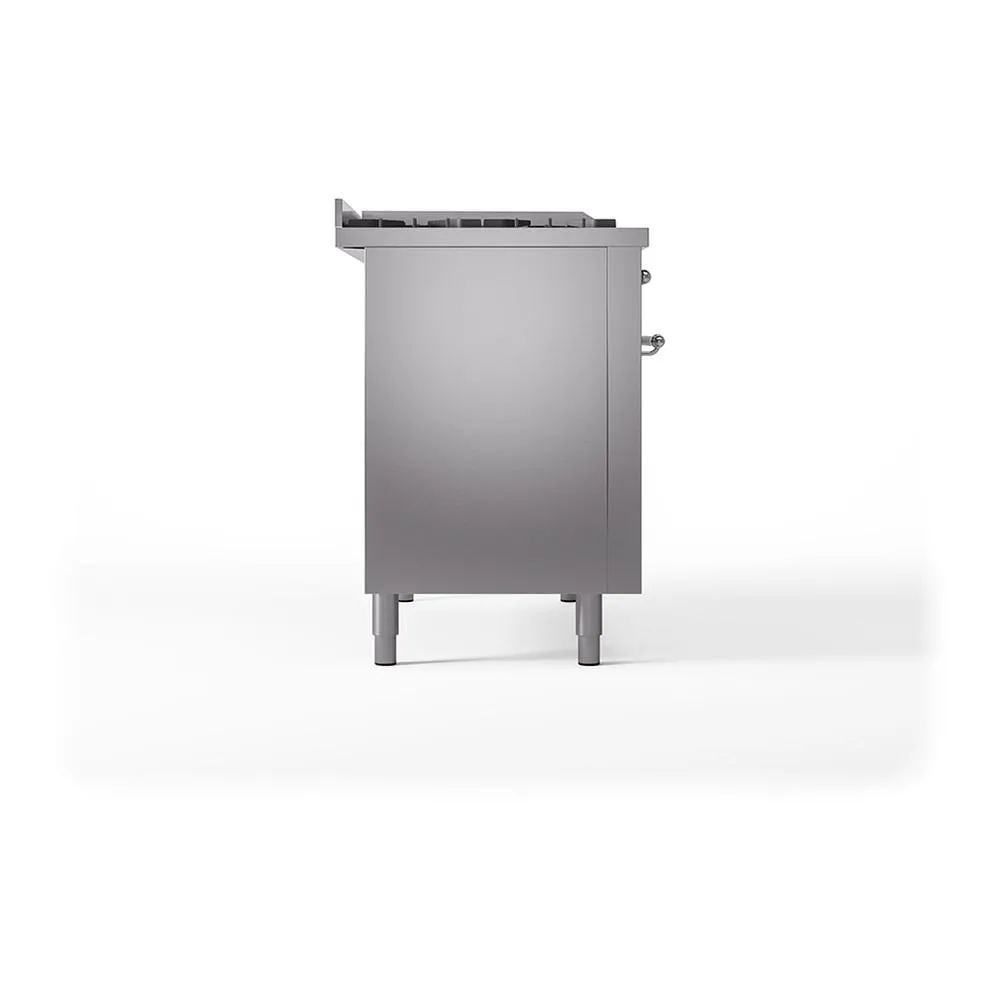 Ilve UN48FSQNMPSSC Ilve Un48Fsqnmpssc Nostalgie Ii Noblesse 48" Dual Fuel Range (5 Sealed Burners   Griddle   French Top, Natural Gas, Solid Door, Stainless Steel, Chrome)