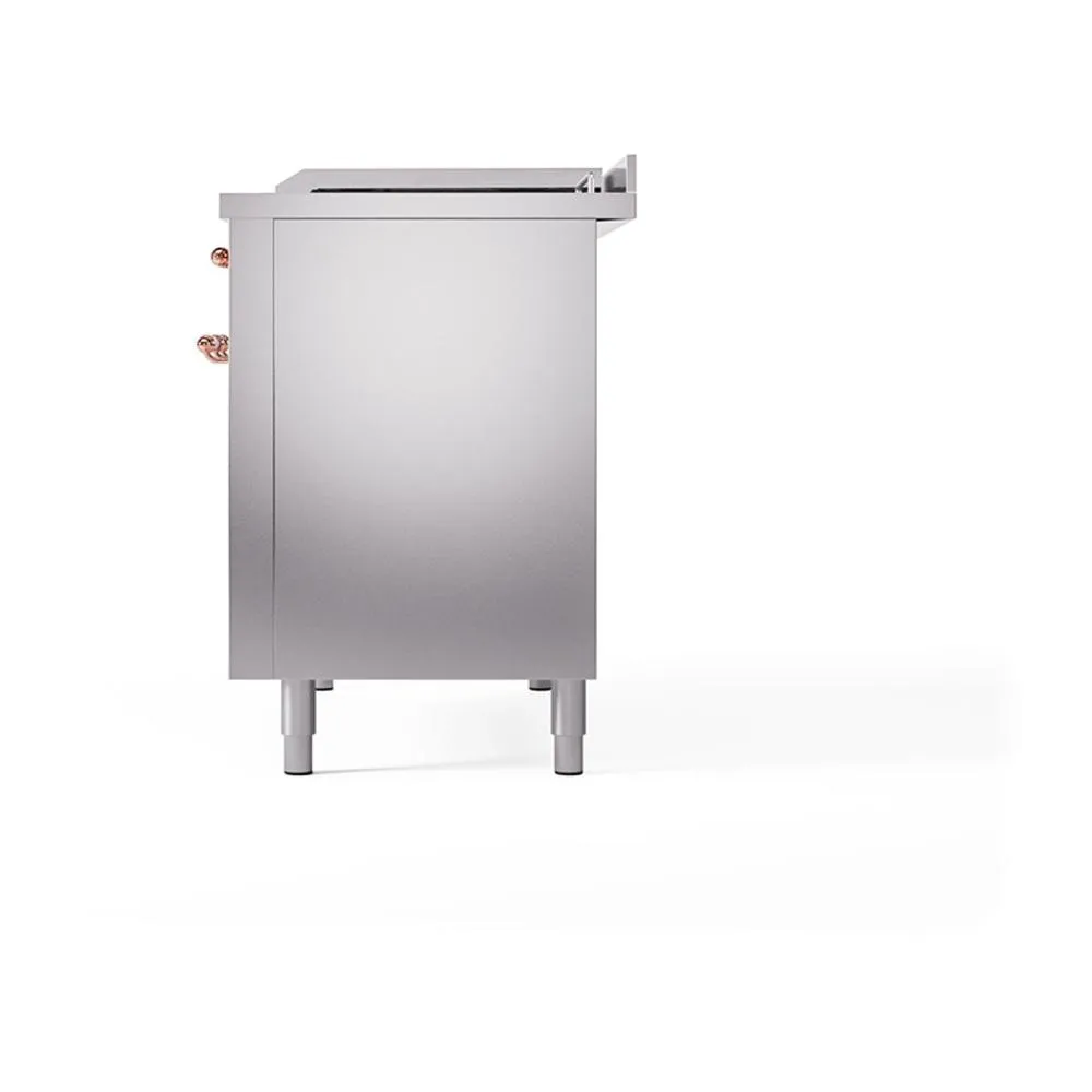 Ilve UN48FSQNMPSSP Ilve Un48Fsqnmpssp Nostalgie Ii Noblesse 48" Dual Fuel Range (5 Sealed Burners   Griddle   French Top, Natural Gas, Solid Door, Stainless Steel, Copper)