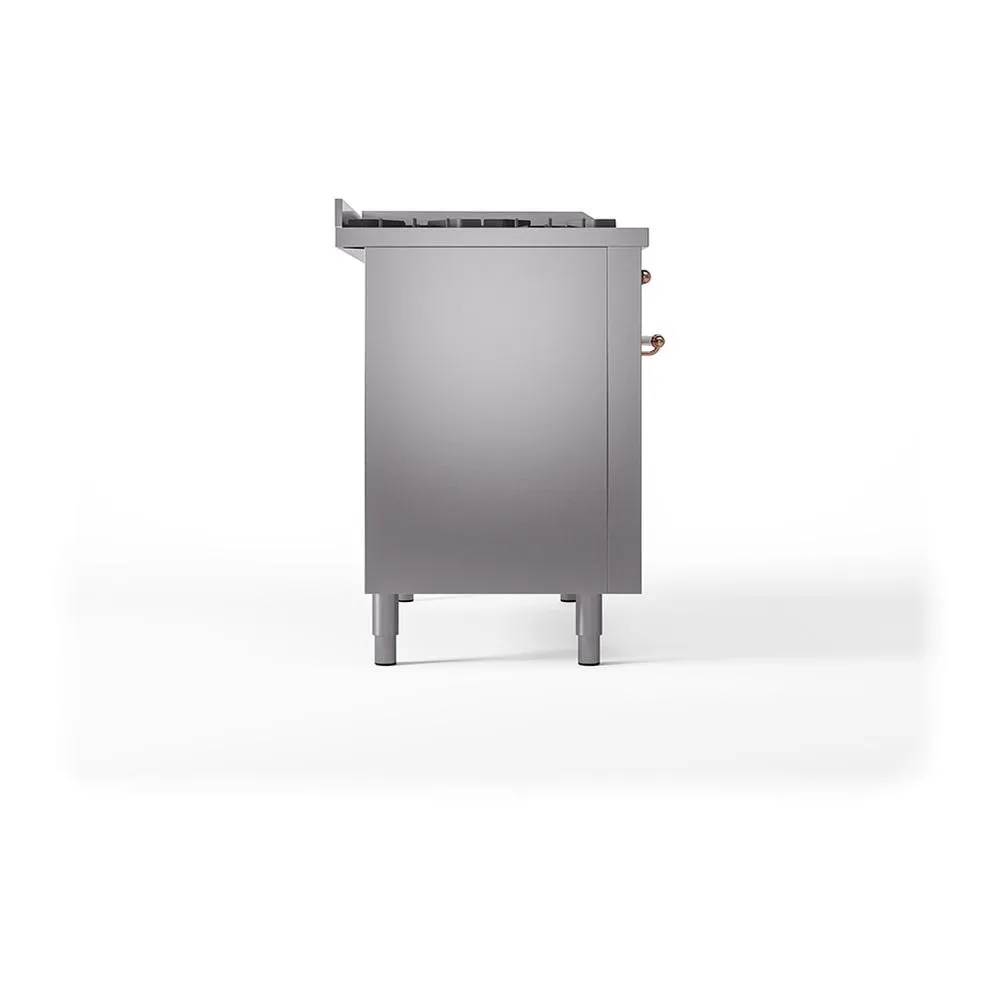 Ilve UN48FSQNMPSSP Ilve Un48Fsqnmpssp Nostalgie Ii Noblesse 48" Dual Fuel Range (5 Sealed Burners   Griddle   French Top, Natural Gas, Solid Door, Stainless Steel, Copper)