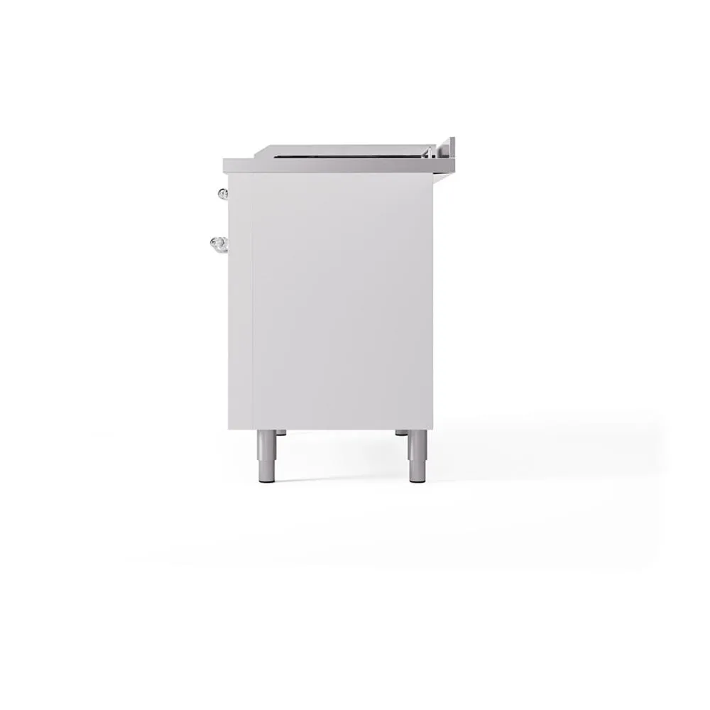 Ilve UN48FSQNMPWHCLP Ilve Un48Fsqnmpwhclp Nostalgie Ii Noblesse 48" Dual Fuel Range (5 Sealed Burners   Griddle   French Top, Liquid Propane, Solid Door, White, Chrome)