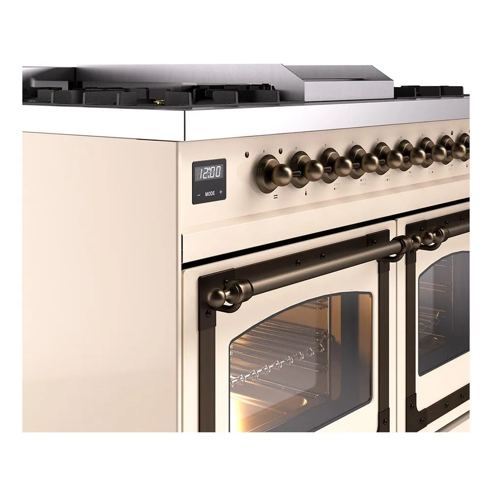 Ilve UND40FNMPAWB Ilve Und40Fnmpawb Nostalgie Ii Noblesse 40" Dual Fuel Range (Natural Gas, Triple Glass Door, Antique White, Burnished)