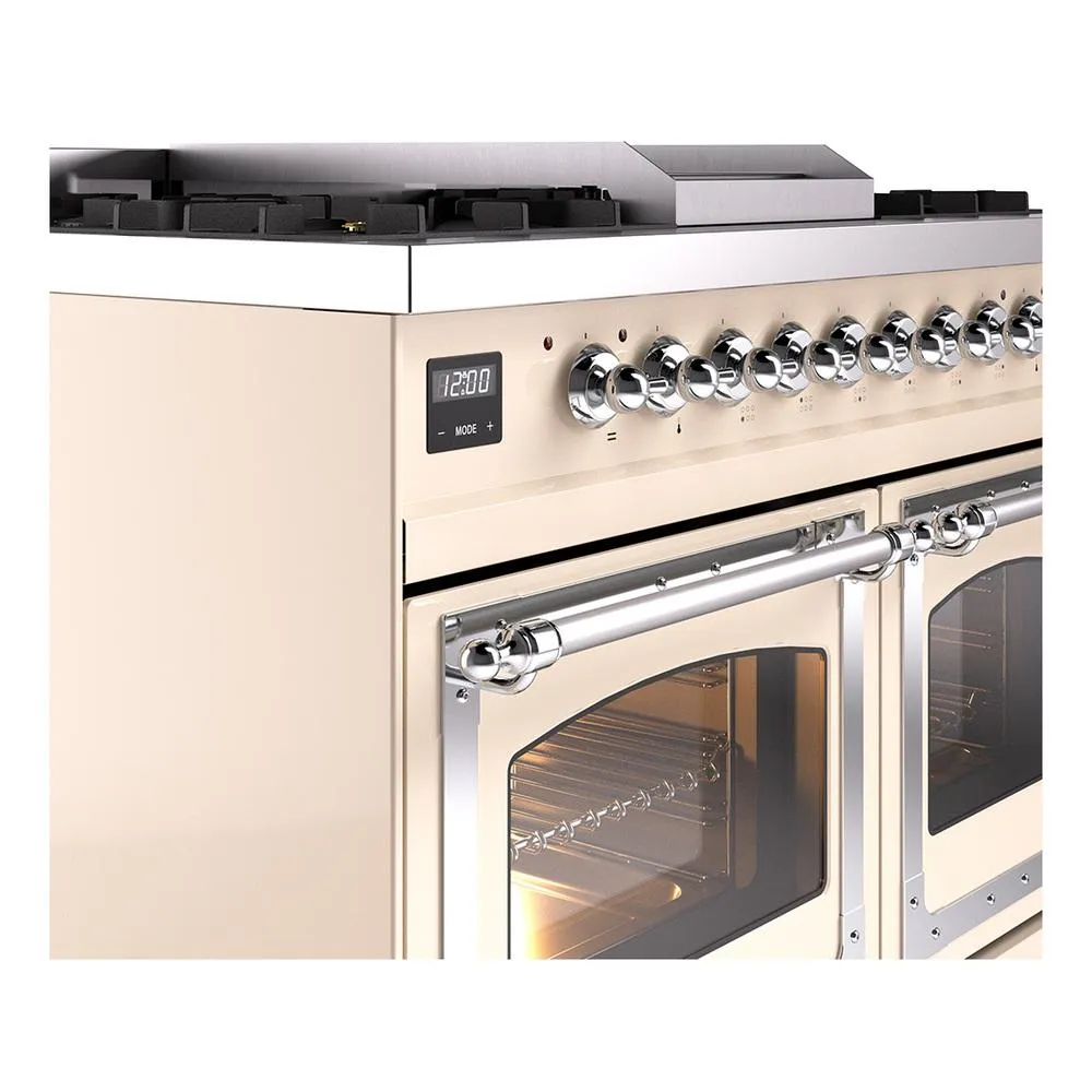Ilve UND40FNMPAWCLP Ilve Und40Fnmpawclp Nostalgie Ii Noblesse 40" Dual Fuel Range (Liquid Propane, Triple Glass Door, Antique White, Chrome)