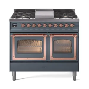 Ilve UND40FNMPBGP Ilve Und40Fnmpbgp Nostalgie Ii Noblesse 40" Dual Fuel Range (Natural Gas, Triple Glass Door, Blue Grey, Copper)
