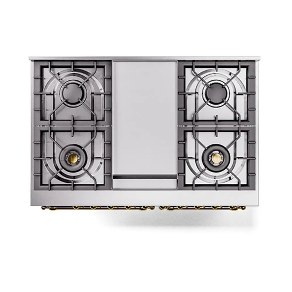 Ilve UND40FNMPBKGLP Ilve Und40Fnmpbkglp Nostalgie Ii Noblesse 40" Dual Fuel Range (Liquid Propane, Triple Glass Door, Glossy Black, Brass)