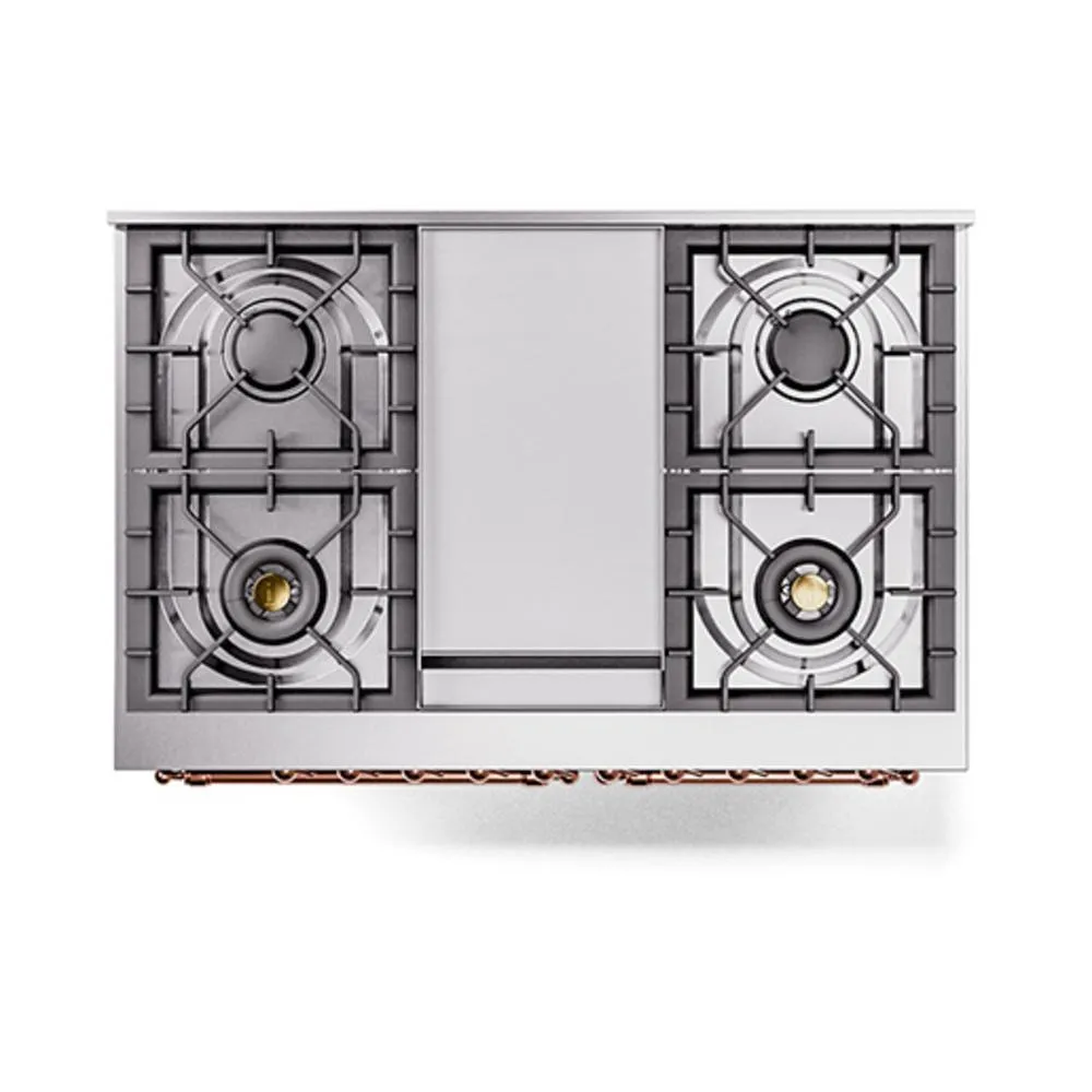 Ilve UND40FNMPBKP Ilve Und40Fnmpbkp Nostalgie Ii Noblesse 40" Dual Fuel Range (Natural Gas, Triple Glass Door, Glossy Black, Copper)