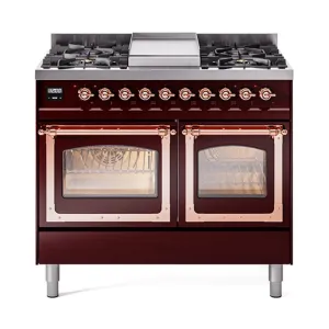 Ilve UND40FNMPBUPLP Ilve Und40Fnmpbuplp Nostalgie Ii Noblesse 40" Dual Fuel Range (Liquid Propane, Triple Glass Door, Burgundy, Copper)