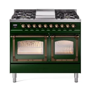 Ilve UND40FNMPEGB Ilve Und40Fnmpegb Nostalgie Ii Noblesse 40" Dual Fuel Range (Natural Gas, Triple Glass Door, Emerald Green, Burnished)