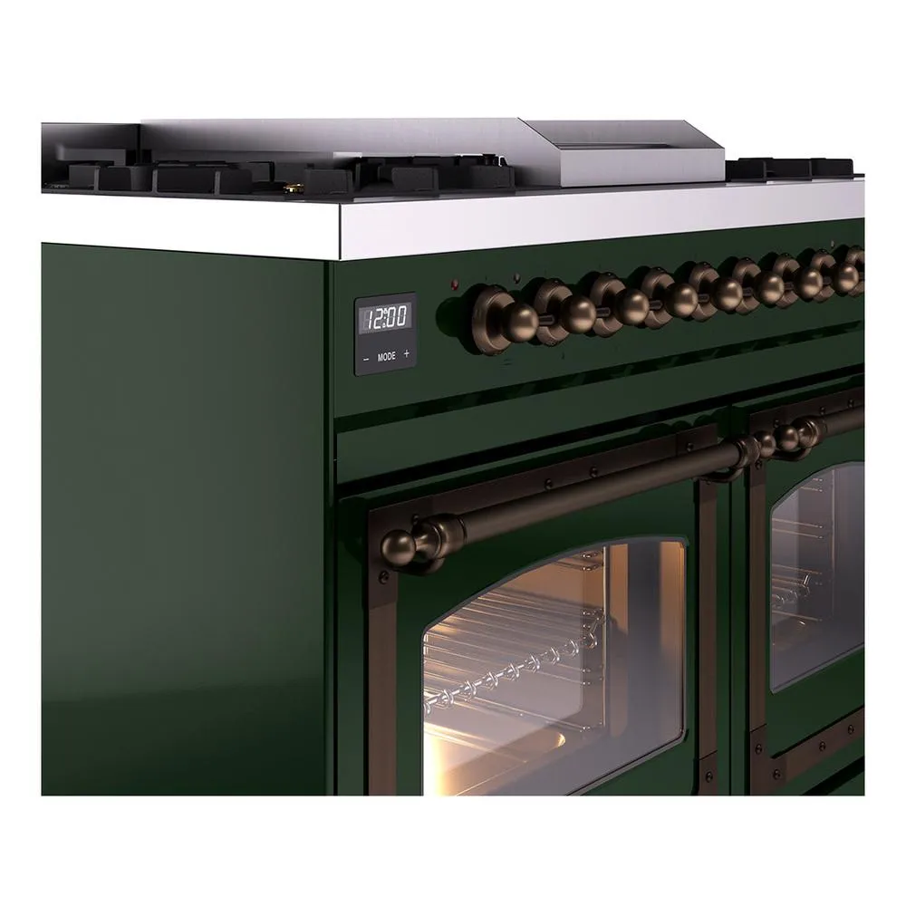 Ilve UND40FNMPEGB Ilve Und40Fnmpegb Nostalgie Ii Noblesse 40" Dual Fuel Range (Natural Gas, Triple Glass Door, Emerald Green, Burnished)