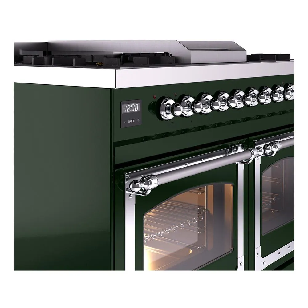Ilve UND40FNMPEGCLP Ilve Und40Fnmpegclp Nostalgie Ii Noblesse 40" Dual Fuel Range (Liquid Propane, Triple Glass Door, Emerald Green, Chrome)