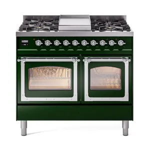 Ilve UND40FNMPEGCLP Ilve Und40Fnmpegclp Nostalgie Ii Noblesse 40" Dual Fuel Range (Liquid Propane, Triple Glass Door, Emerald Green, Chrome)
