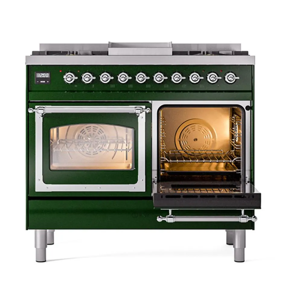 Ilve UND40FNMPEGCLP Ilve Und40Fnmpegclp Nostalgie Ii Noblesse 40" Dual Fuel Range (Liquid Propane, Triple Glass Door, Emerald Green, Chrome)