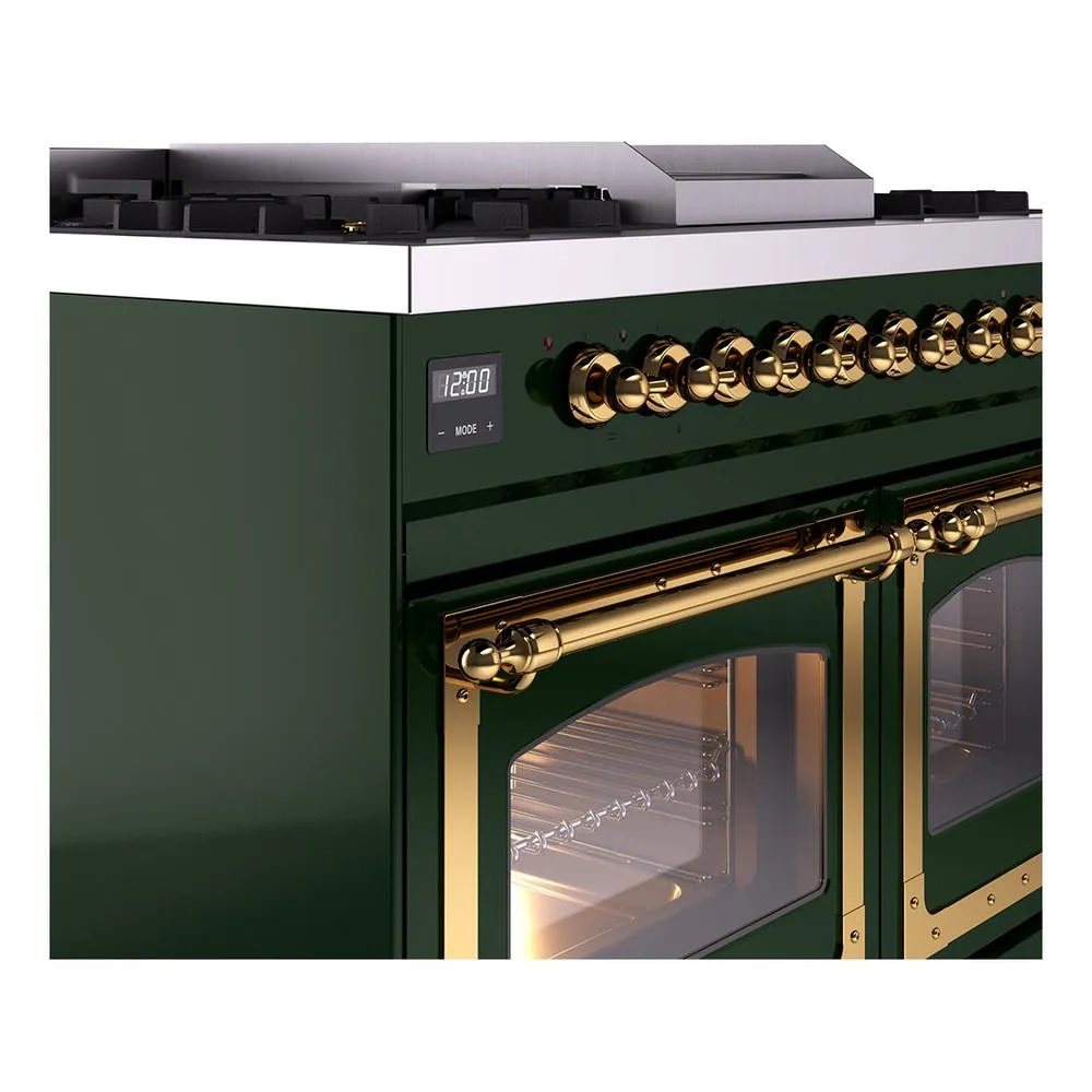 Ilve UND40FNMPEGGLP Ilve Und40Fnmpegglp Nostalgie Ii Noblesse 40" Dual Fuel Range (Liquid Propane, Triple Glass Door, Emerald Green, Brass)