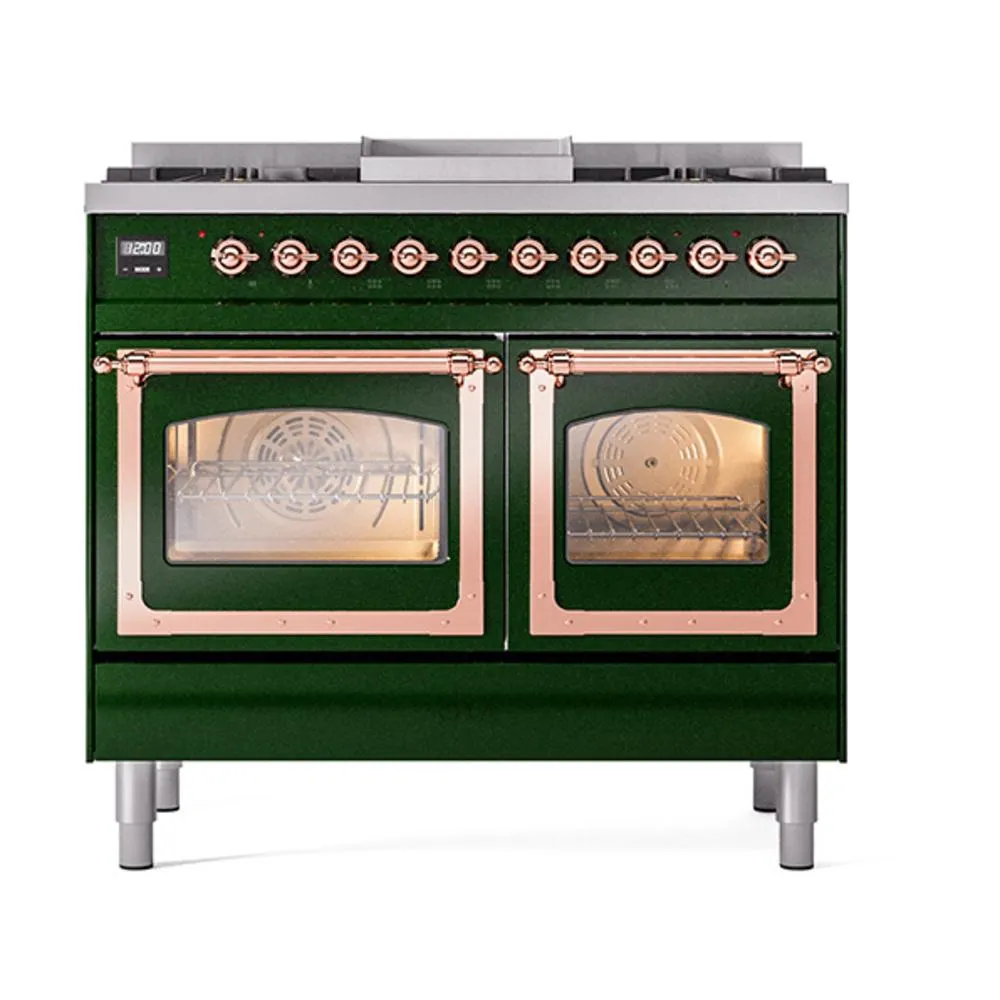 Ilve UND40FNMPEGP Ilve Und40Fnmpegp Nostalgie Ii Noblesse 40" Dual Fuel Range (Natural Gas, Triple Glass Door, Emerald Green, Copper)