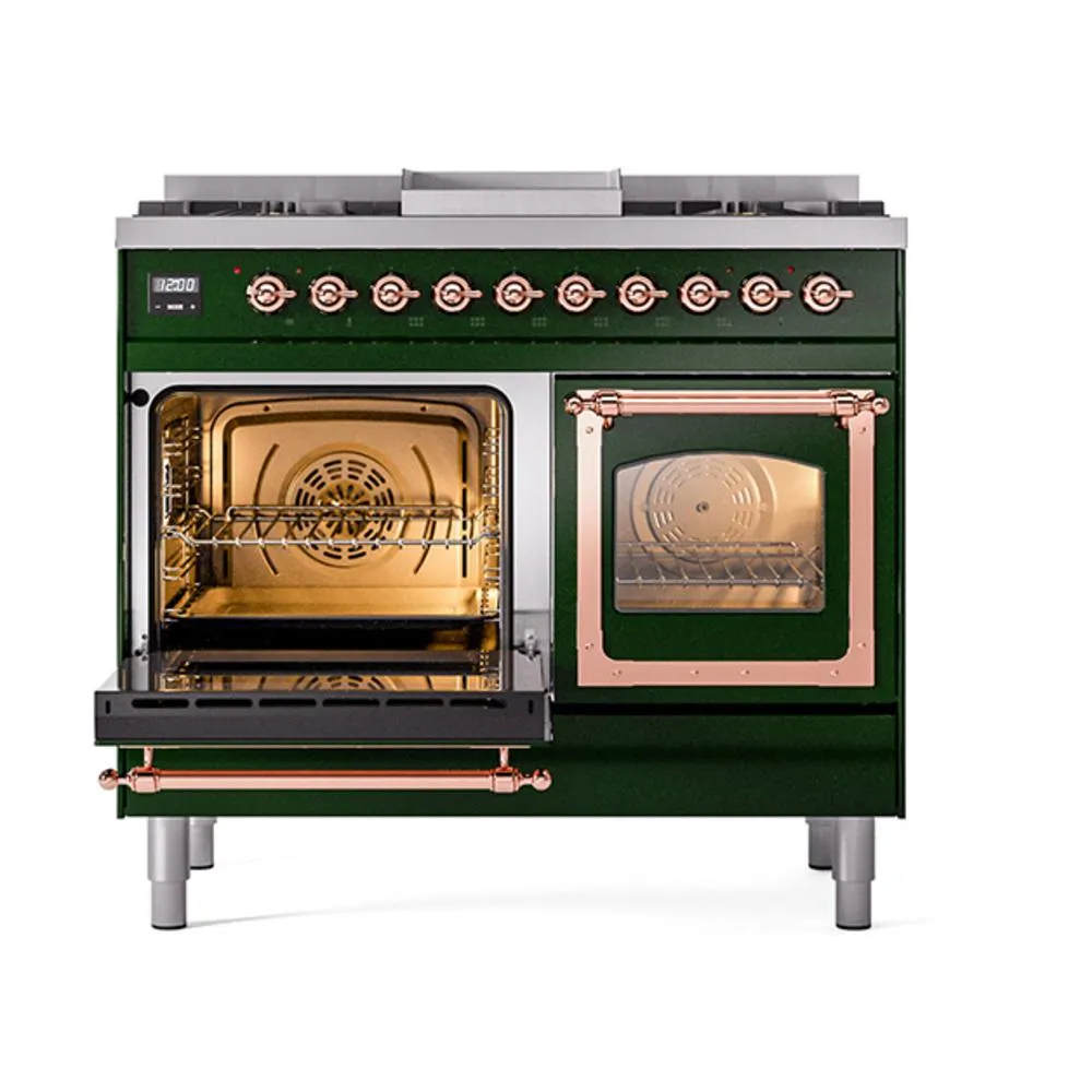 Ilve UND40FNMPEGP Ilve Und40Fnmpegp Nostalgie Ii Noblesse 40" Dual Fuel Range (Natural Gas, Triple Glass Door, Emerald Green, Copper)