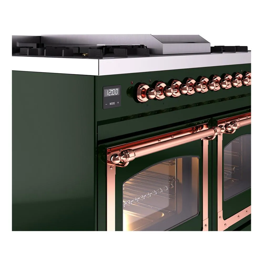 Ilve UND40FNMPEGP Ilve Und40Fnmpegp Nostalgie Ii Noblesse 40" Dual Fuel Range (Natural Gas, Triple Glass Door, Emerald Green, Copper)