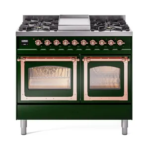 Ilve UND40FNMPEGP Ilve Und40Fnmpegp Nostalgie Ii Noblesse 40" Dual Fuel Range (Natural Gas, Triple Glass Door, Emerald Green, Copper)