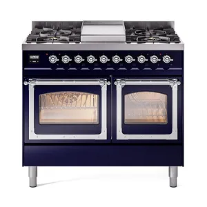 Ilve UND40FNMPMBCLP Ilve Und40Fnmpmbclp Nostalgie Ii Noblesse 40" Dual Fuel Range (Liquid Propane, Triple Glass Door, Midnight Blue, Chrome)