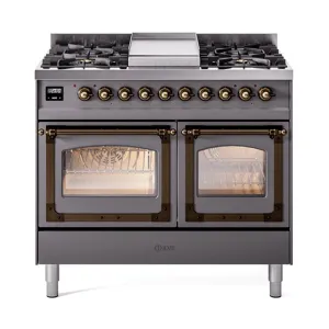 Ilve UND40FNMPMGB Ilve Und40Fnmpmgb Nostalgie Ii Noblesse 40" Dual Fuel Range (Natural Gas, Triple Glass Door, Graphite Matte, Burnished)