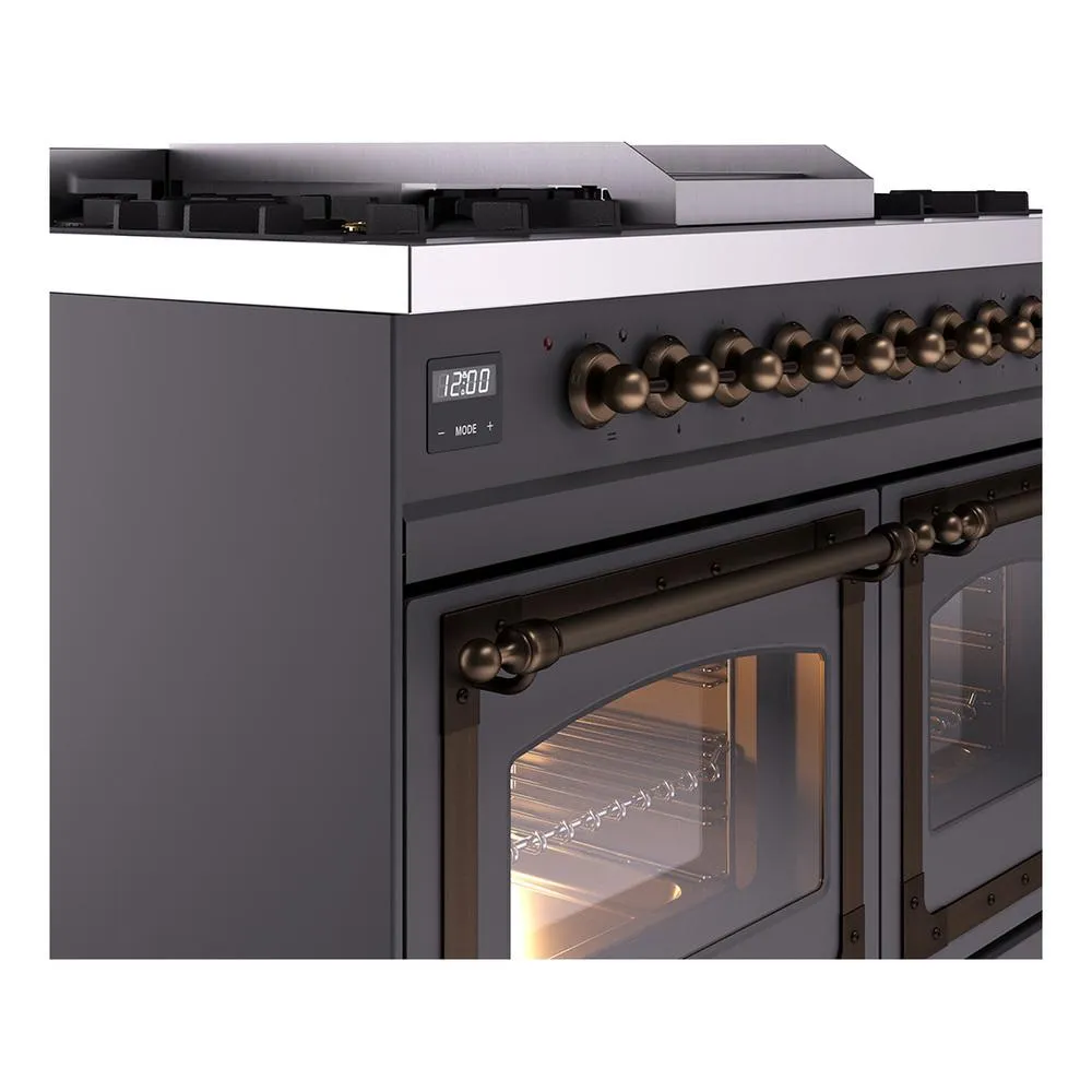 Ilve UND40FNMPMGB Ilve Und40Fnmpmgb Nostalgie Ii Noblesse 40" Dual Fuel Range (Natural Gas, Triple Glass Door, Graphite Matte, Burnished)