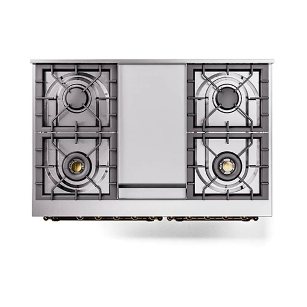 Ilve UND40FNMPMGB Ilve Und40Fnmpmgb Nostalgie Ii Noblesse 40" Dual Fuel Range (Natural Gas, Triple Glass Door, Graphite Matte, Burnished)