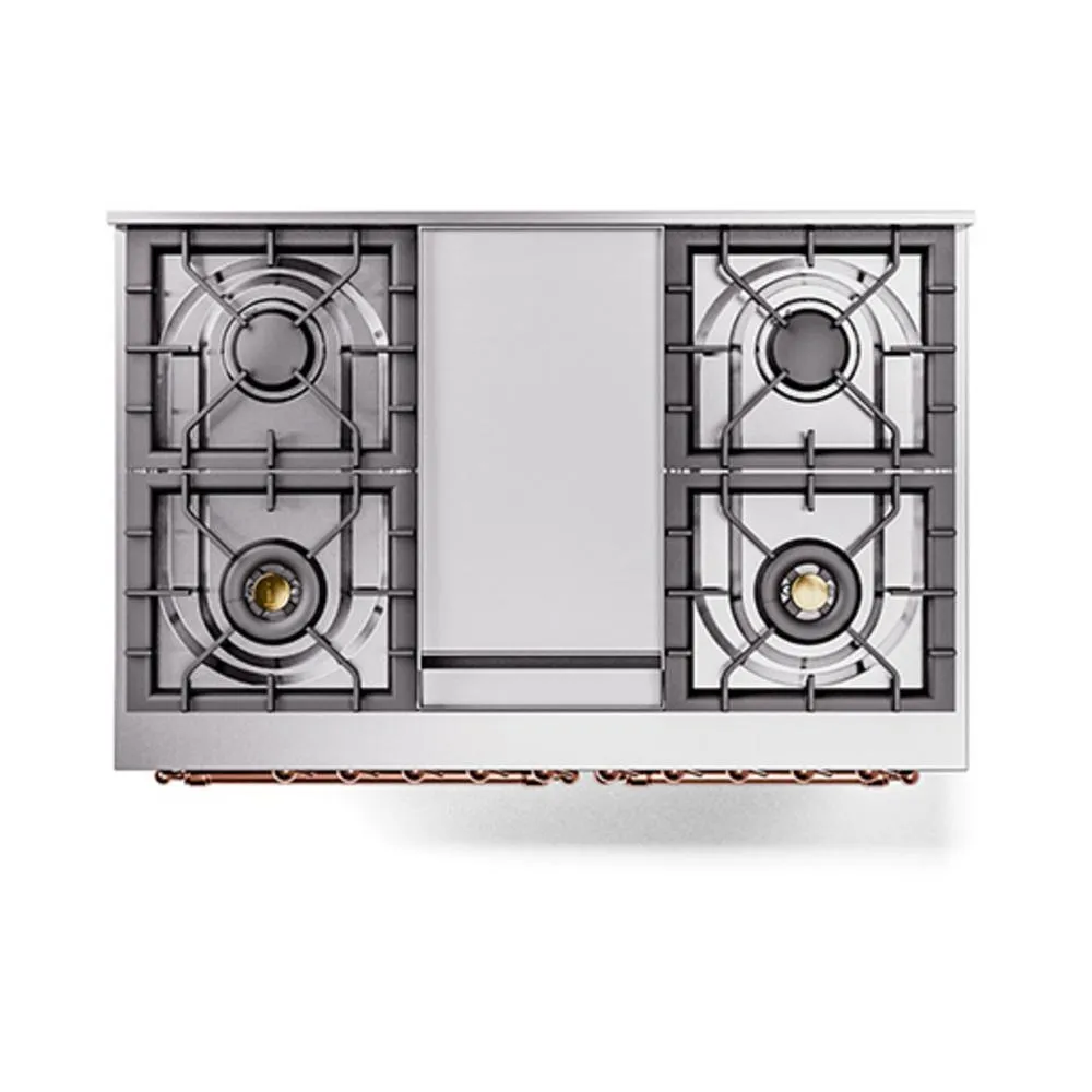Ilve UND40FNMPMGP Ilve Und40Fnmpmgp Nostalgie Ii Noblesse 40" Dual Fuel Range (Natural Gas, Triple Glass Door, Graphite Matte, Copper)