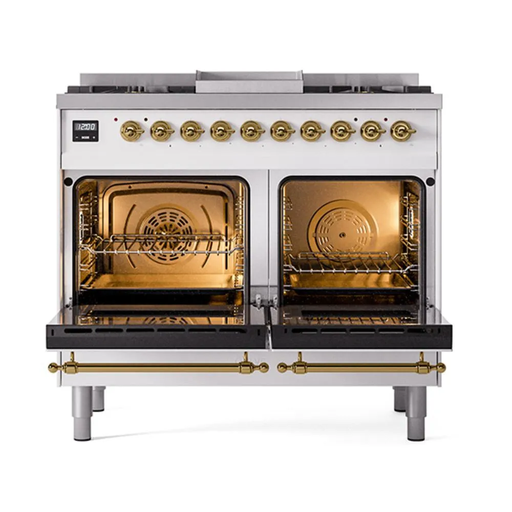 Ilve UND40FNMPRAGLP Ilve Und40Fnmpraglp Nostalgie Ii Noblesse 40" Dual Fuel Range (Liquid Propane, Triple Glass Door, Ral, Brass)