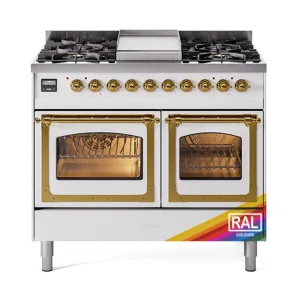 Ilve UND40FNMPRAGLP Ilve Und40Fnmpraglp Nostalgie Ii Noblesse 40" Dual Fuel Range (Liquid Propane, Triple Glass Door, Ral, Brass)