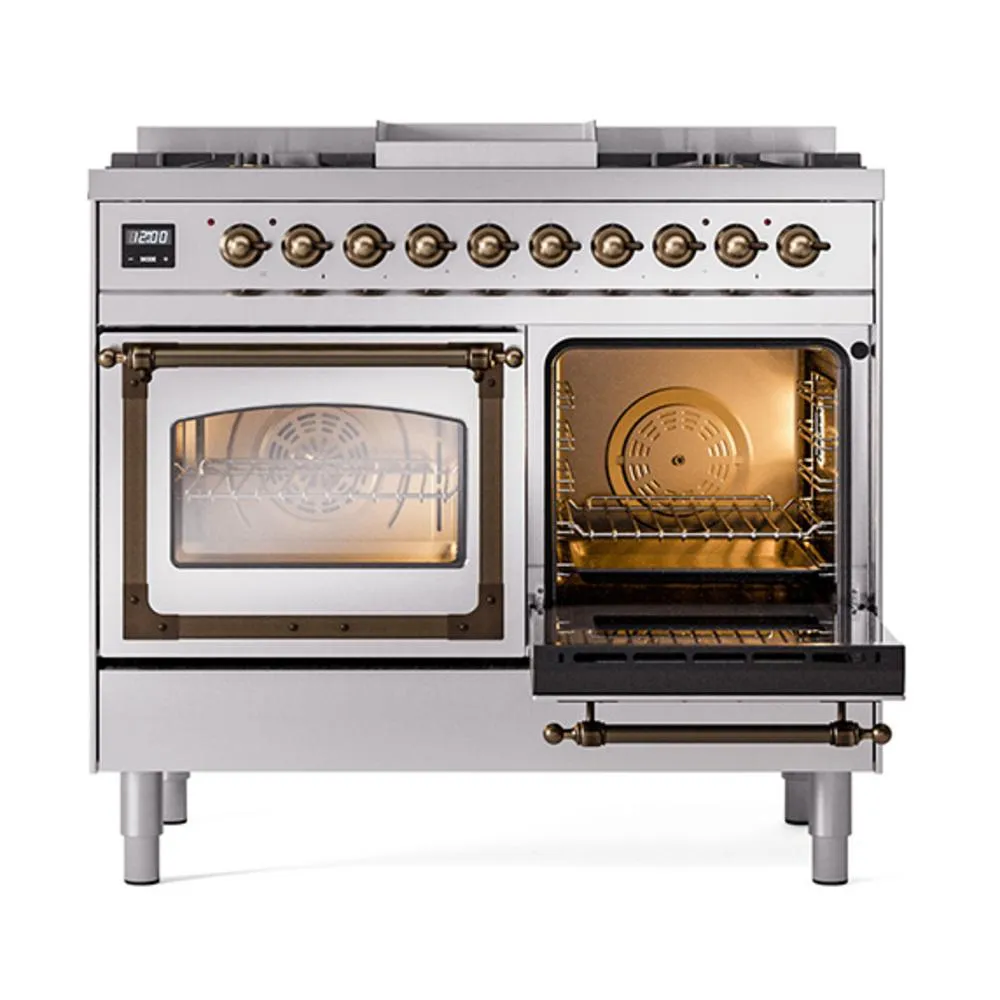 Ilve UND40FNMPSSBLP Ilve Und40Fnmpssblp Nostalgie Ii Noblesse 40" Dual Fuel Range (Liquid Propane, Triple Glass Door, Stainless Steel, Burnished)