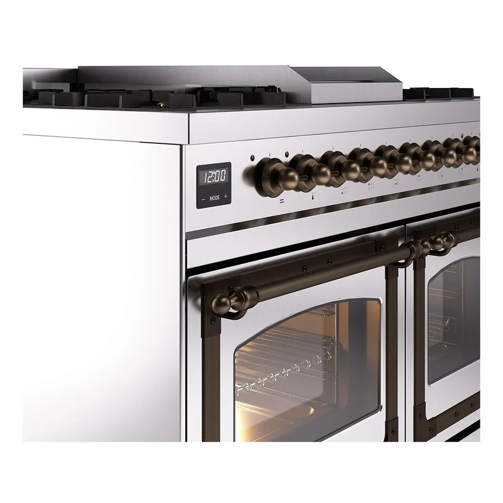 Ilve UND40FNMPSSBLP Ilve Und40Fnmpssblp Nostalgie Ii Noblesse 40" Dual Fuel Range (Liquid Propane, Triple Glass Door, Stainless Steel, Burnished)