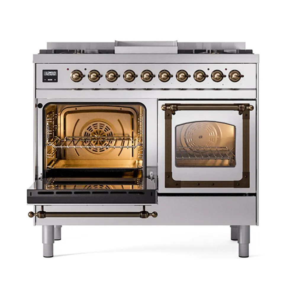 Ilve UND40FNMPSSBLP Ilve Und40Fnmpssblp Nostalgie Ii Noblesse 40" Dual Fuel Range (Liquid Propane, Triple Glass Door, Stainless Steel, Burnished)