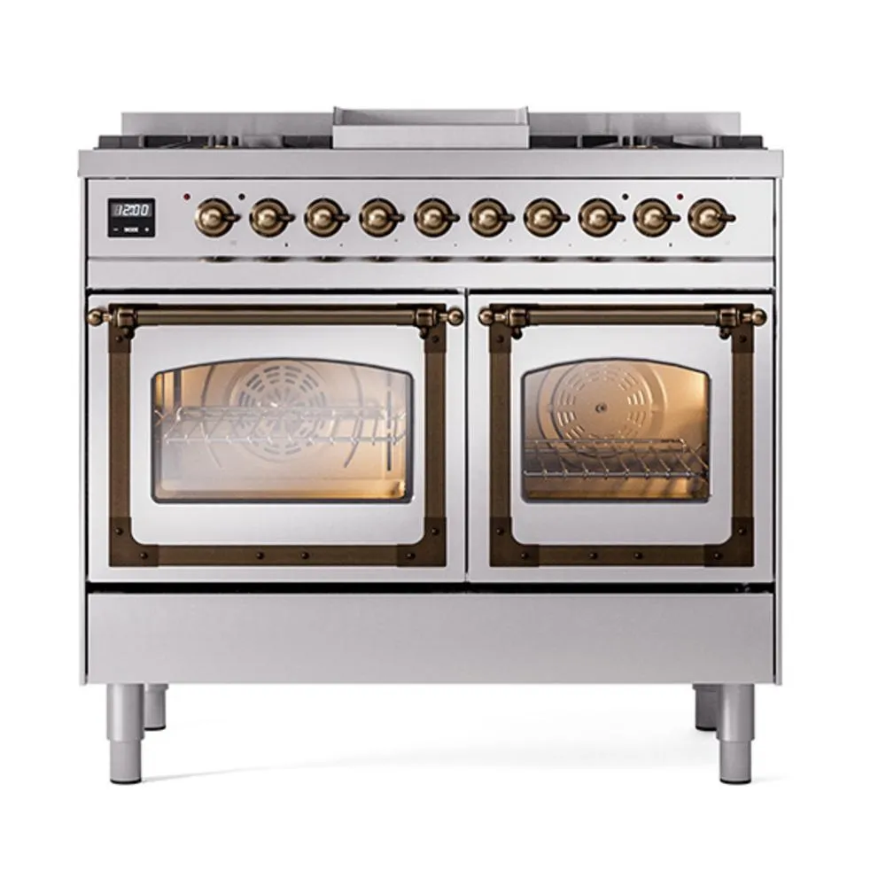Ilve UND40FNMPSSBLP Ilve Und40Fnmpssblp Nostalgie Ii Noblesse 40" Dual Fuel Range (Liquid Propane, Triple Glass Door, Stainless Steel, Burnished)