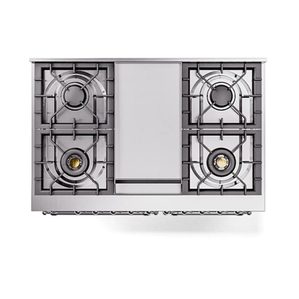 Ilve UND40FNMPWHCLP Ilve Und40Fnmpwhclp Nostalgie Ii Noblesse 40" Dual Fuel Range (Liquid Propane, Triple Glass Door, White, Chrome)
