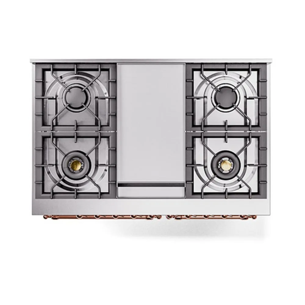 Ilve UND40FNMPWHPLP Ilve Und40Fnmpwhplp Nostalgie Ii Noblesse 40" Dual Fuel Range (Liquid Propane, Triple Glass Door, White, Copper)