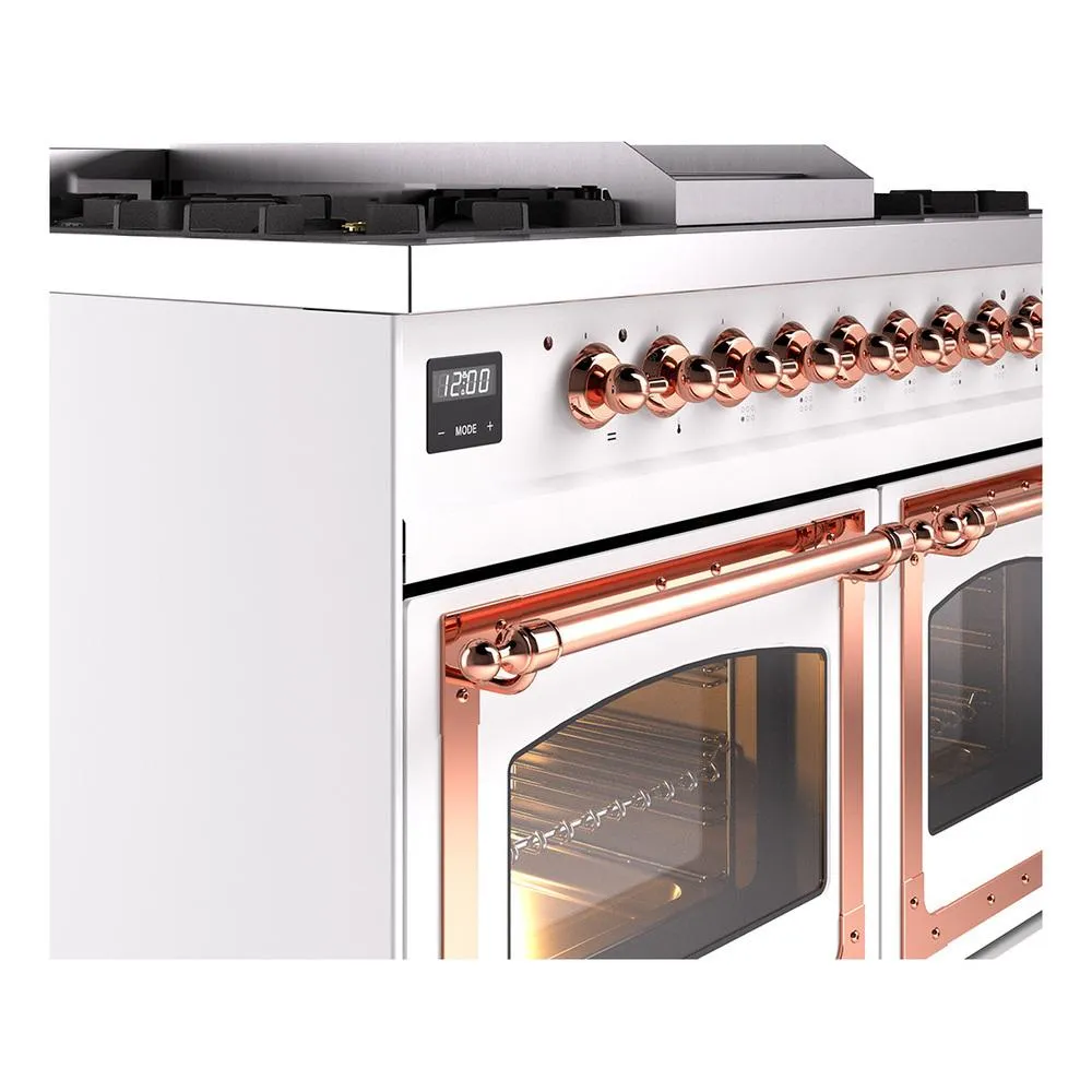 Ilve UND40FNMPWHPLP Ilve Und40Fnmpwhplp Nostalgie Ii Noblesse 40" Dual Fuel Range (Liquid Propane, Triple Glass Door, White, Copper)