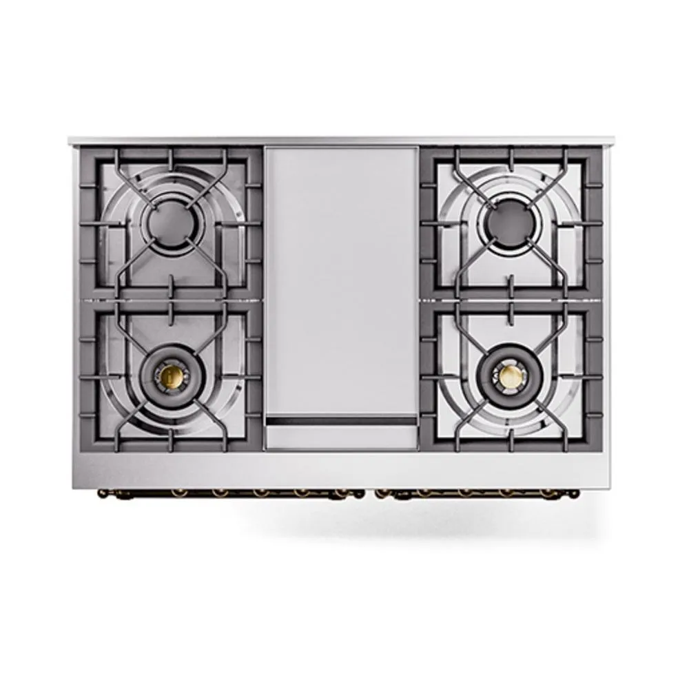 Ilve UND40FQNMPAWP Ilve Und40Fqnmpawp Nostalgie Ii Noblesse 40" Dual Fuel Range (Natural Gas, Solid Door, Antique White, Copper)