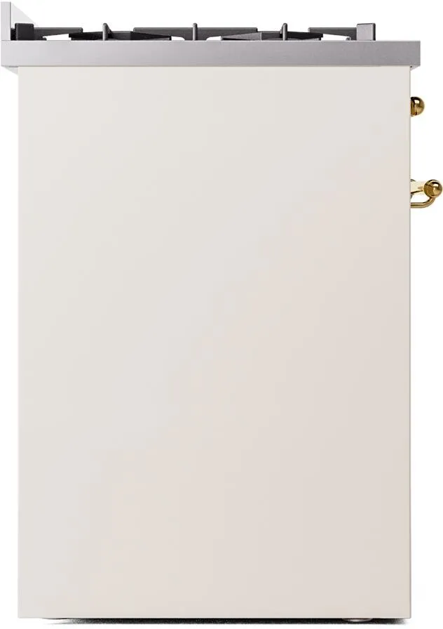 Ilve UP30NMPAWG Nostalgie Ii 30 Inch Dual Fuel Natural Gas Freestanding Range In Antique White With Brass Trim