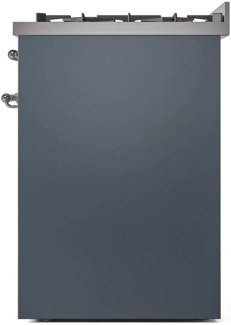 Ilve UP30NMPBGCLP Nostalgie Ii 30 Inch Dual Fuel Liquid Propane Freestanding Range In Blue Grey With Chrome Trim