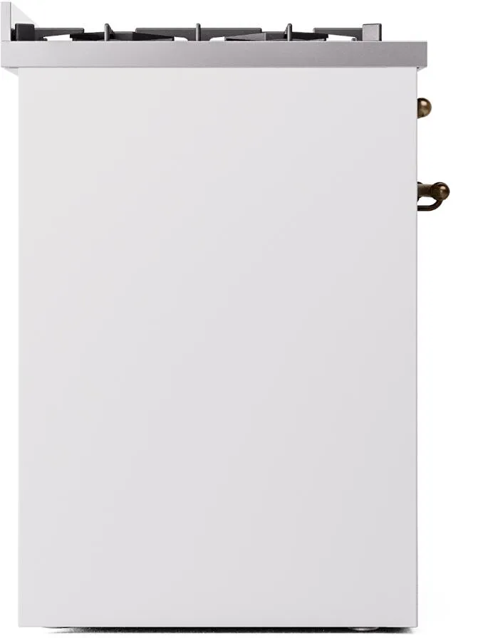 Ilve UP30NMPWHB Nostalgie Ii 30 Inch Dual Fuel Natural Gas Freestanding Range In White With Bronze Trim