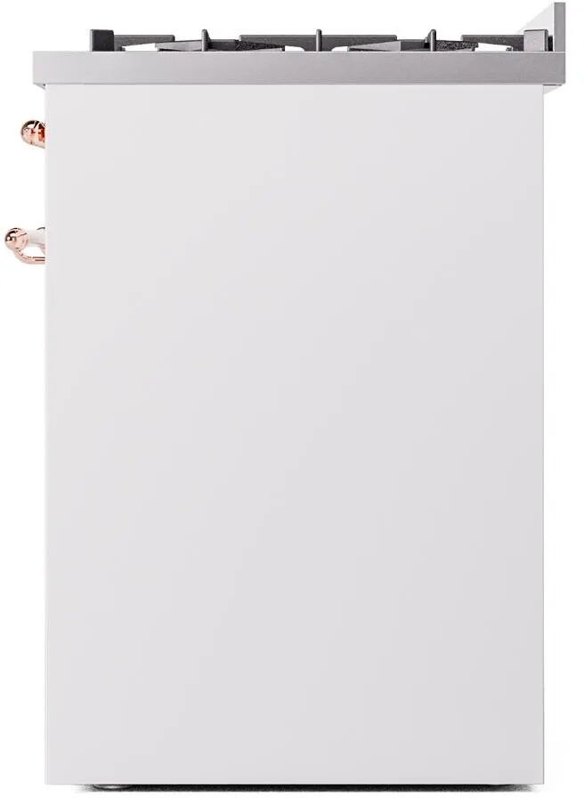 Ilve UP30NMPWHP Nostalgie Ii 30 Inch Dual Fuel Natural Gas Freestanding Range In White With Copper Trim
