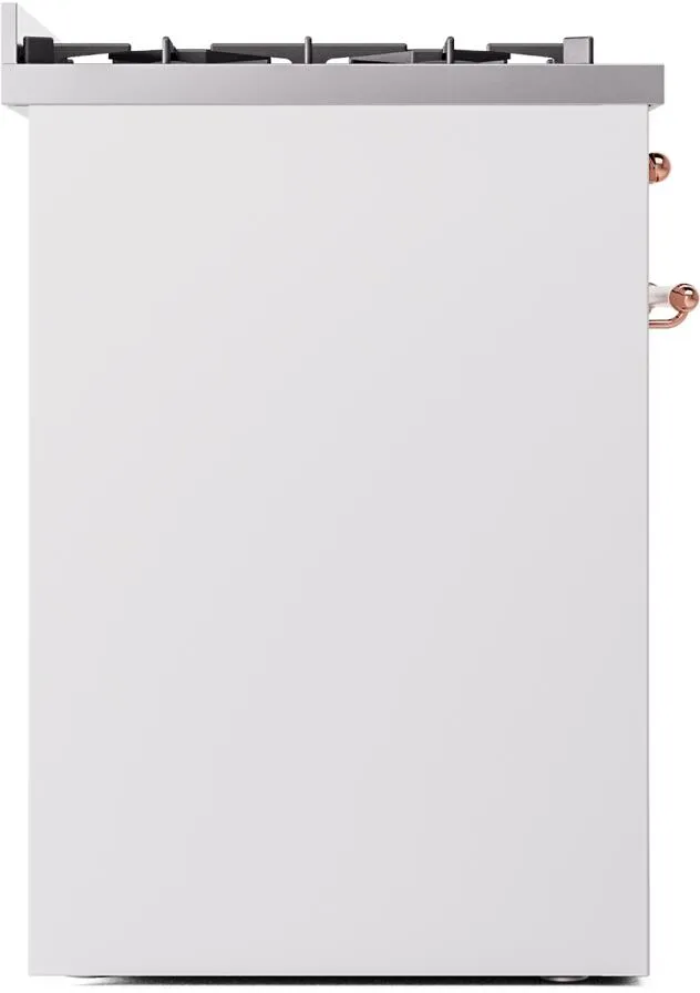 Ilve UP30NMPWHP Nostalgie Ii 30 Inch Dual Fuel Natural Gas Freestanding Range In White With Copper Trim