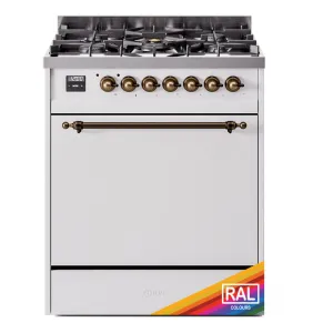 Ilve UP30QNMPRAB Nostalgie Ii 30 Inch Dual Fuel Natural Gas Freestanding Range In Ral Custom Color With Bronze Trim