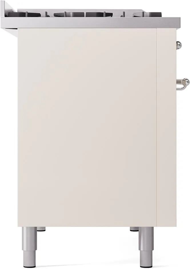 Ilve UP48FNMPAWC Nostalgie Ii 48 Inch Dual Fuel Natural Gas Freestanding Range In Antique White With Chrome Trim