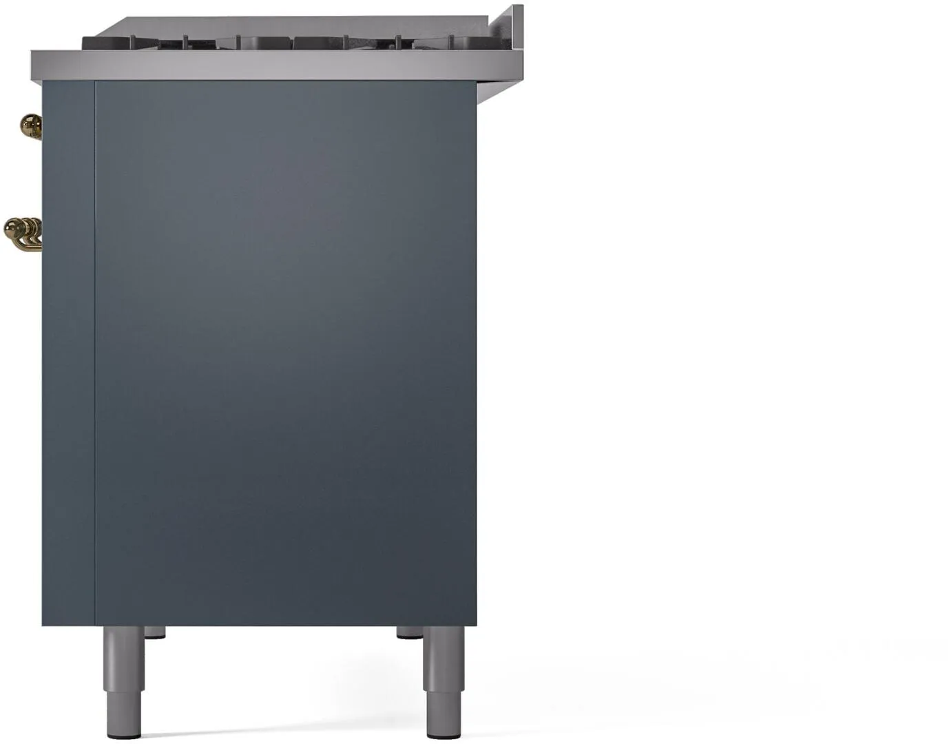 Ilve UP48FNMPBGGLP Nostalgie Ii 48 Inch Dual Fuel Liquid Propane Freestanding Range In Blue Grey With Brass Trim
