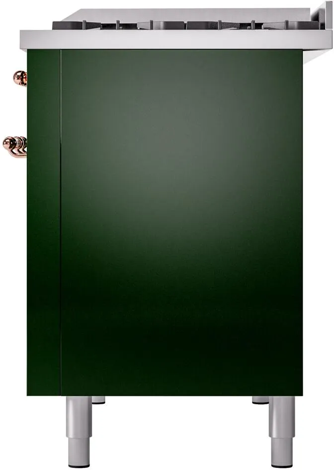 Ilve UP48FNMPEGPLP Nostalgie Ii 48 Inch Dual Fuel Liquid Propane Freestanding Range In Emerald Green With Copper Trim