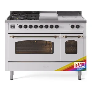 Ilve UP48FSNMPRAB Nostalgie Ii 48 Inch Dual Fuel Natural Gas Freestanding Range In Ral Custom Color With Bronze Trim