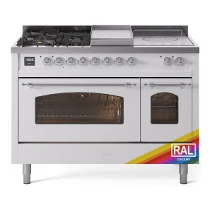 Ilve UP48FSNMPRAC Nostalgie Ii 48 Inch Dual Fuel Natural Gas Freestanding Range In Ral Custom Color With Chrome Trim