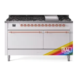 Ilve UP60FQNMPRAP Nostalgie Ii 60 Inch Dual Fuel Natural Gas Freestanding Range In Ral Custom Color With Copper Trim
