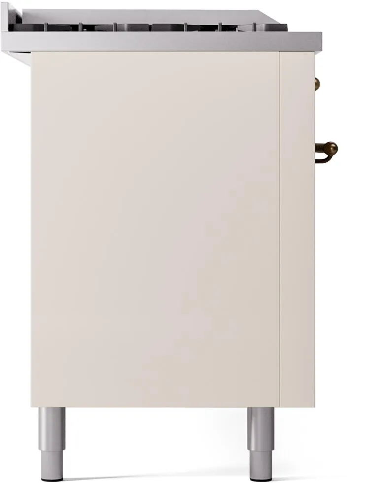 Ilve UP60FSNMPAWBLP Nostalgie Ii 60 Inch Dual Fuel Liquid Propane Freestanding Range In Antique White With Bronze Trim