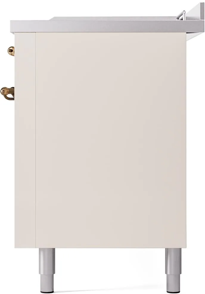 Ilve UP60FSNMPAWBLP Nostalgie Ii 60 Inch Dual Fuel Liquid Propane Freestanding Range In Antique White With Bronze Trim