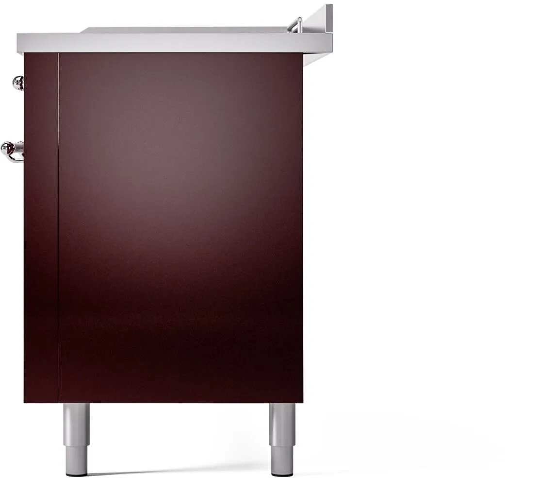 Ilve UP60FSNMPBUC Nostalgie Ii 60 Inch Dual Fuel Natural Gas Freestanding Range In Burgundy With Chrome Trim